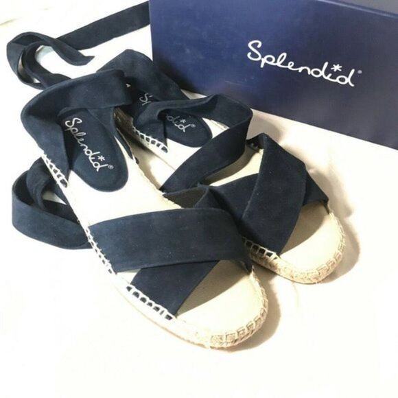 Splendid Tereza Suede Ankle Wrap Sandal Navy Blue Size 8.5 Y - Picture 7 of 9